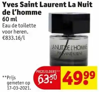 Kruidvat Yves saint laurent la nuit de l`homme aanbieding
