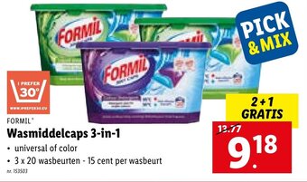 Lidl Formil Wasmiddelcaps 3-in-1 aanbieding