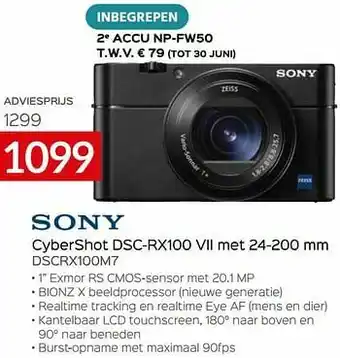Selexion Sony cybershot dsc-rx100 vii met 24-200 mm dscrx100m7 aanbieding