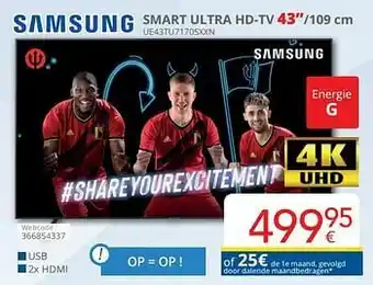 Eldi Samsung smart ultra hd-tv 43`` ue43tu7170sxxn aanbieding