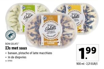 Lidl Bon Gelati IJs met saus aanbieding
