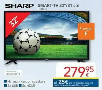 Eldi Sharp smart-tv 32`` 32bc3e aanbieding