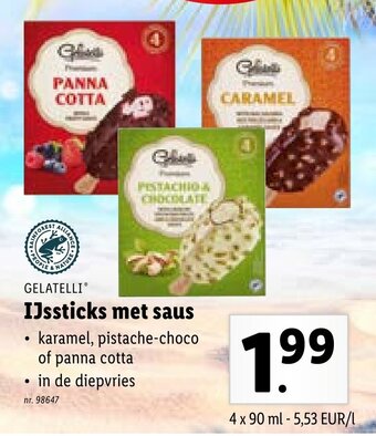 Lidl Gelatelli IJssticks met saus aanbieding