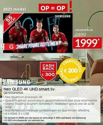 Selexion Samsung neo qled 4k uhd smart tv qe55qn95a aanbieding