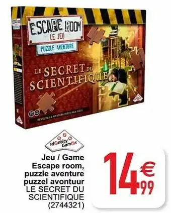 Jeu - game escape room, puzzle aventure puzzel avontuur le secret du scientifiqu