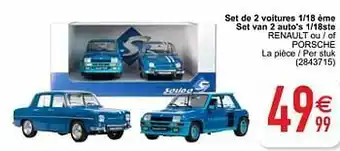 Set de 2 voitures 1-18 ème set van 2 auto`s 1-18ste