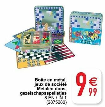 Cora Boîte en métal, jeux de société metalen doos, gezelschapsspelletjes 8 en - in 1 aanbieding