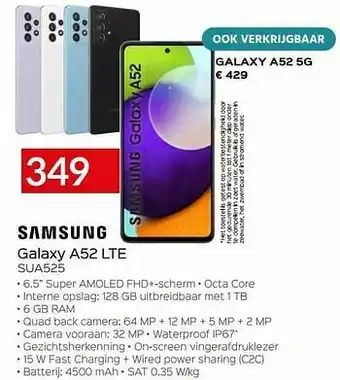 Selexion Samsung galaxy a52 lte sua525 aanbieding