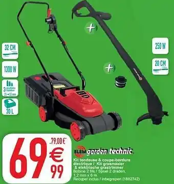 Cora Elem kit tondeuse + coupe-bordure électrique - kit grasmaaier + elektrische grastrimmer aanbieding