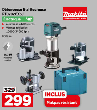 Mr Bricolage Makita Defonceuse & affleureuse RT0702CX3J aanbieding