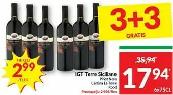Intermarché Igt terre siciliane pinot nero cantina la torre rood aanbieding