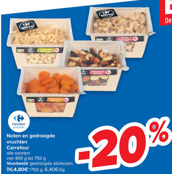 Carrefour Noten en gedroogde vruchten van 400 g tot 750 g aanbieding