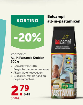 Belcampi all-in-pastamixen