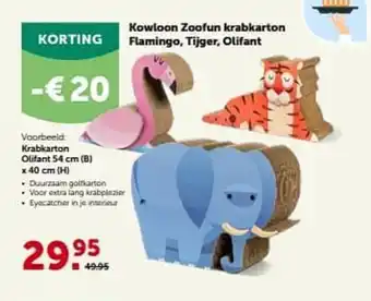 AVEVE Kowloon zoofun krabkarton flamingo, tijger, olifant aanbieding