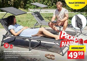Lidl Aluminium Ligbed Met Zonnescherm aanbieding