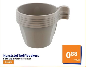 Action Kunststof koffiebekers 5 stuks aanbieding