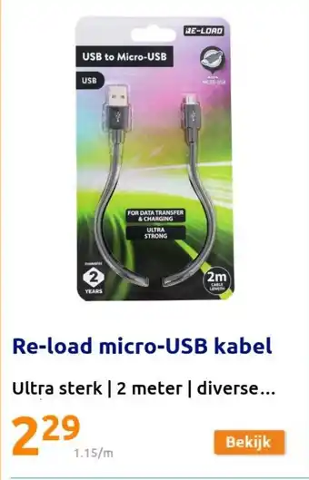 Action Re-load micro-USB kabel aanbieding