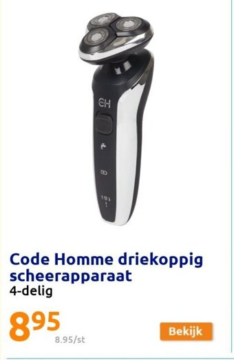 Action Code homme driekoppig scheerapparaat aanbieding
