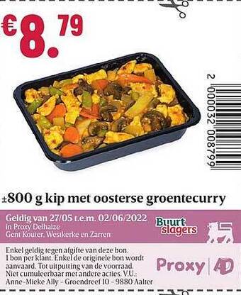 Buurtslagers 800 G Kip Met Oosterse Groentecurry aanbieding