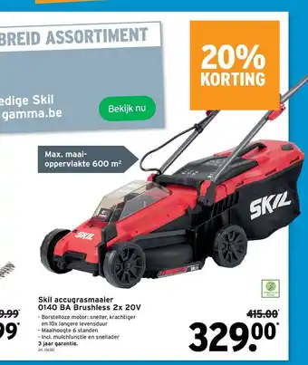 GAMMA Skil accugrasmaaier 0140 BA Brushless 2x 20V aanbieding