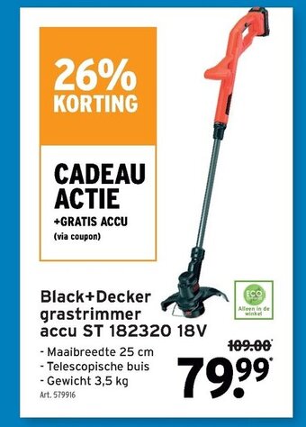 GAMMA Black+Decker grastrimmer accu ST 182320 18V aanbieding