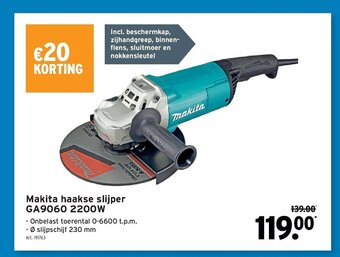 GAMMA Makita haakse slijper GA9060 2200W aanbieding