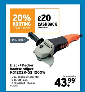 GAMMA Black+Decker haakse slijper KG1202K-QS 1200W aanbieding