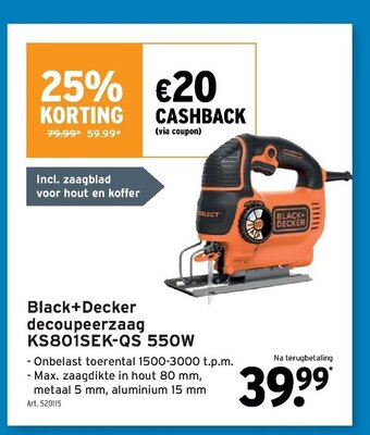 GAMMA Black+Decker decoupeerzaag KS801SEK=QS 550W aanbieding