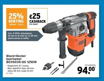 GAMMA Black+Decker boorhamer BEHSO3K-QS 1250W aanbieding