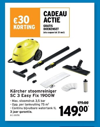GAMMA Karcher stoomreiniger SC 3 Easy Fix 1900W aanbieding