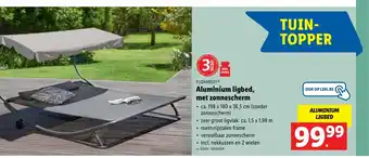 Lidl Florabest Aluminium ligbed, met zonnescherm 198 x 180 x 36,5 cm aanbieding
