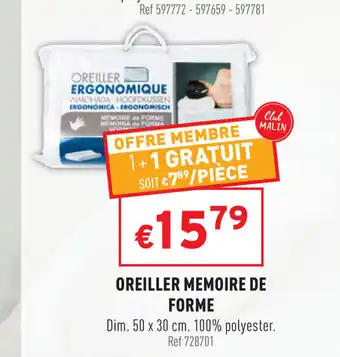 Oreiller memoire de forme 50 x 30 cm