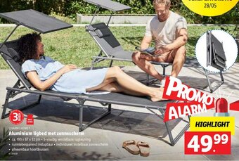 Lidl Aluminium ligbed met zonnescherm aanbieding