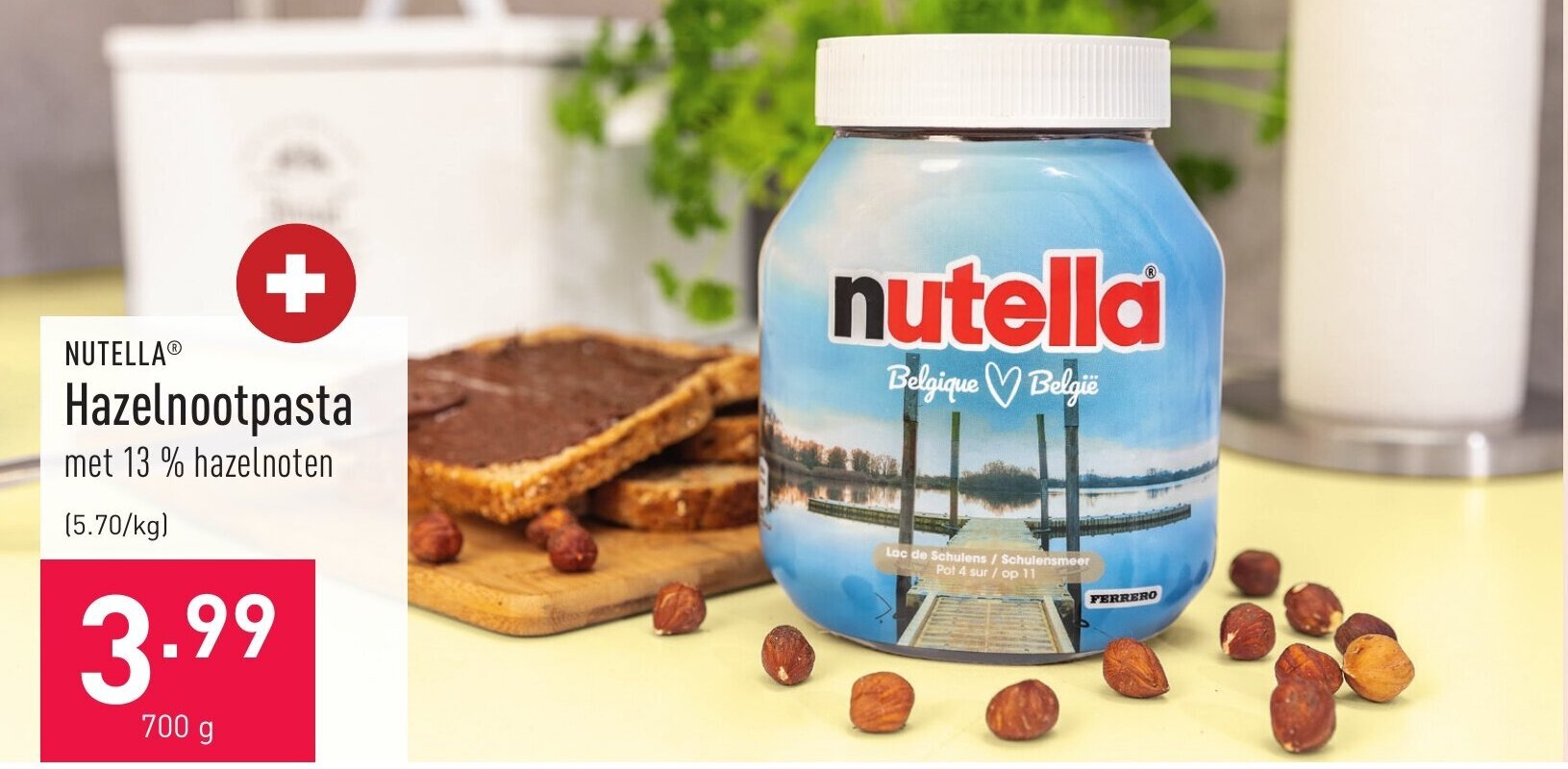 Nutella hazelnootpasta 700g promotie bij ALDI