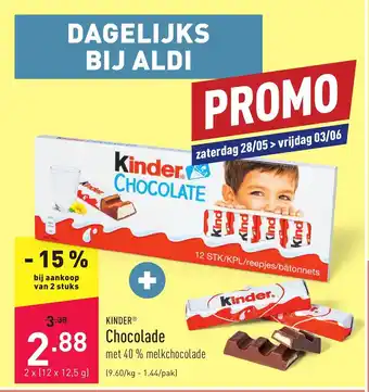 ALDI Kinder Chocolade 2x (12 x 12,5 g) aanbieding