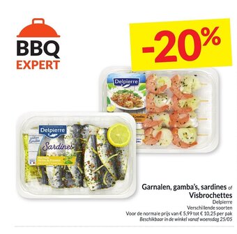 Intermarché Garnalen, gamba's, sardines of visbrochettes aanbieding