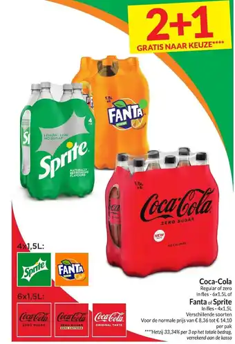 Intermarché Coca-cola regular of zero in fles - 6x1,5 L of fanta of sprite in fles - 4x1,5 L aanbieding