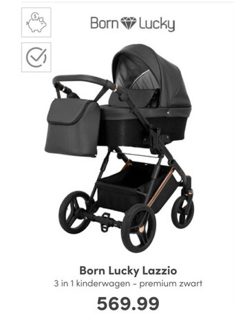 Baby & Tiener Born lucky lazzio 3 in 1 kinderwagen - premium zwart aanbieding