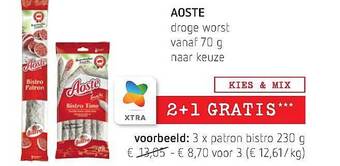 Spar Colruyt Aoste Droge Worst aanbieding