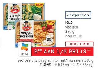 Spar Colruyt Iglo Visgratin aanbieding