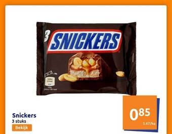 Action Snickers 3 Stuks aanbieding