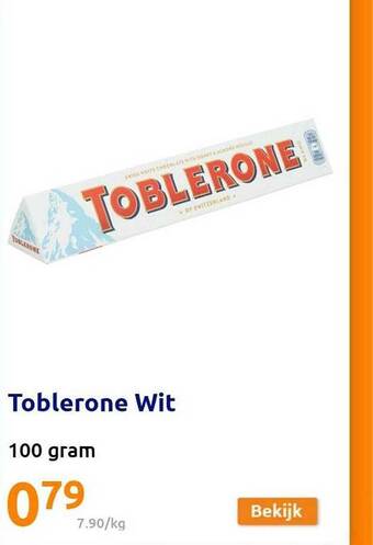 Action Toblerone Wit 100 Gram aanbieding