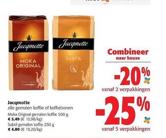 Colruyt Jacqmotte Alle Gemalen Koffie Of Koffiebonen aanbieding