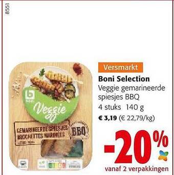 Colruyt Boni Selection Veggie Gemarineerde Spiesjes Bbq aanbieding