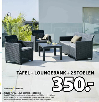 Jysk Molde tafel + Loungebank + 2 stoelen aanbieding