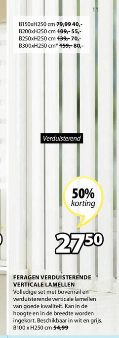 Jysk Feragen verduisterende verticale lamellen B100 x H250 cm aanbieding