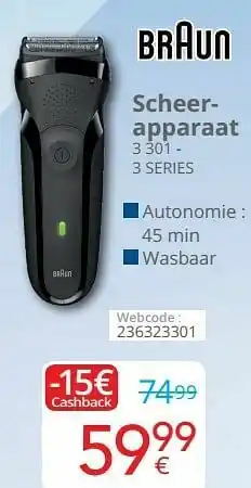 Eldi Braun scheerapparaat 3 301 - 3 series aanbieding