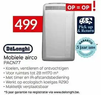 Selexion Delonghi mobiele airco pacn77 aanbieding