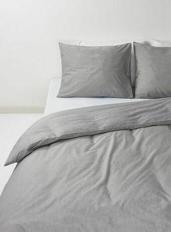 HEMA HEMA Dekbedovertrek - Chambray Katoen Lichtgrijs (lichtgrijs) aanbieding