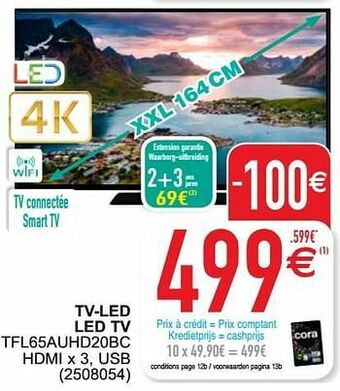Cora Telefunken tv-led led tv tfl65auhd20bc aanbieding